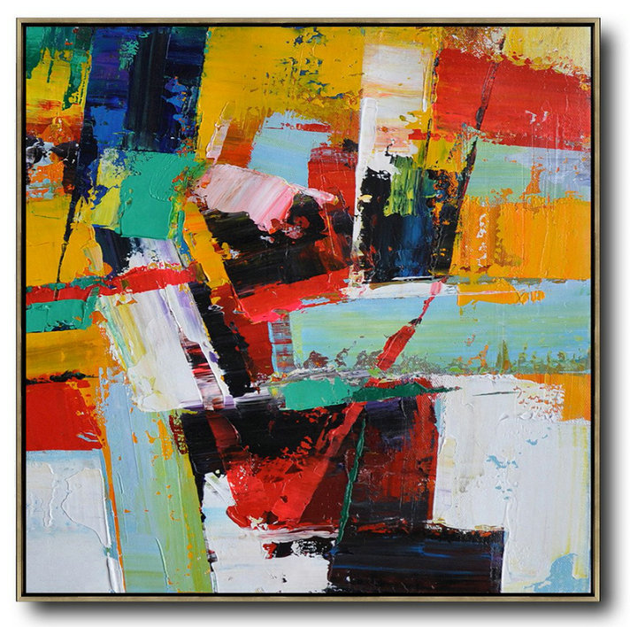 Large Abstract Art,Oversized Palette Knife Painting Contemporary Art On Canvas,Wall Art Painting,Yellow,Red,Blue,Black,Light Green.etc